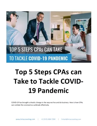 Top 5 Steps CPAs can Take to Tackle COVID-19 Pandemic