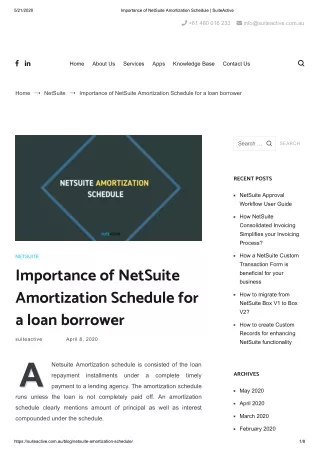 NetSuite Amortization Schedule