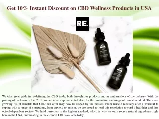 Get 10% Instant Discount on CBD Wellness Products in USA