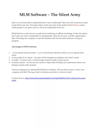 MLM Software – The Silent Army