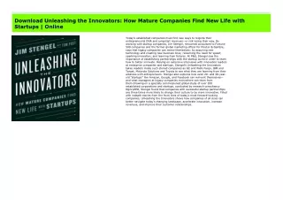 Download Unleashing the Innovators: How Mature Companies Find New Life with Startups | Online