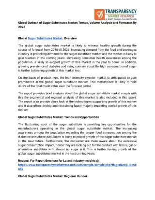 global outlook of sugar substitutes market trends