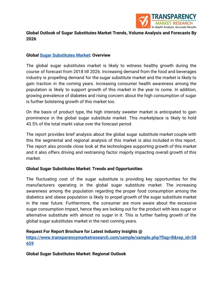 global outlook of sugar substitutes market trends