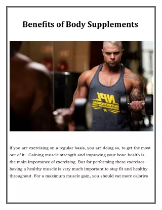 Benefits of Body Supplements
