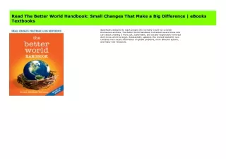 Read The Better World Handbook: Small Changes That Make a Big Difference | eBooks Textbooks