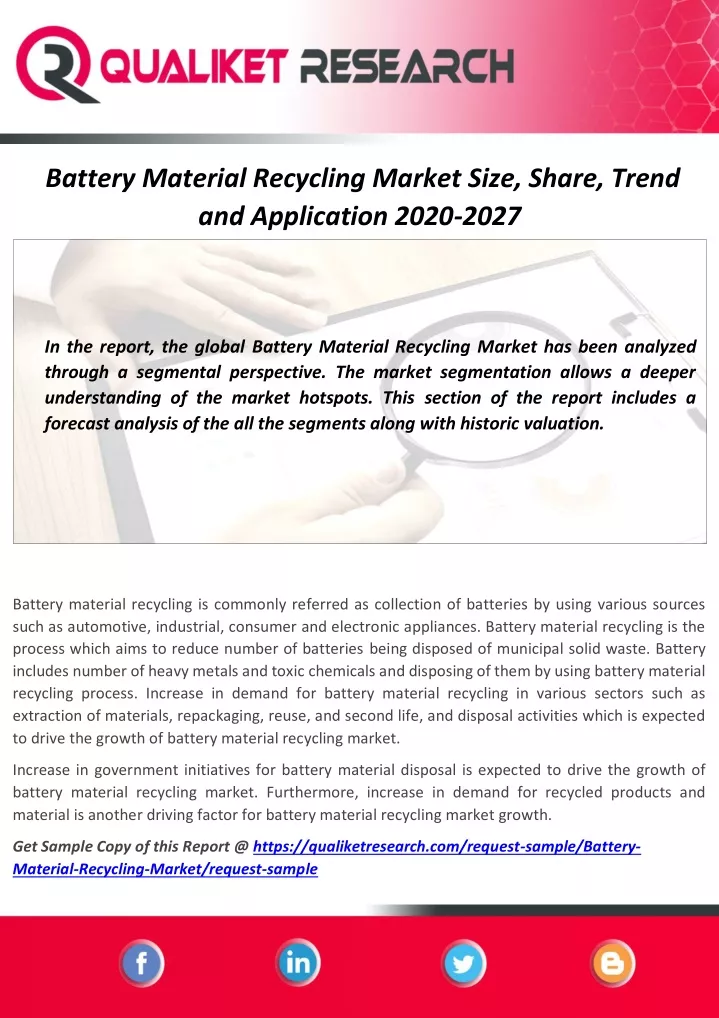 battery material recycling market size share