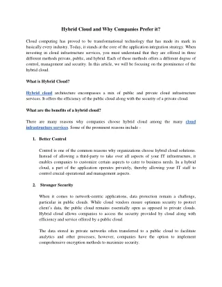 hybrid cloud and why companies prefer it