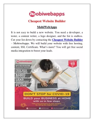 Cheapest Website Builder | MobiWebApps