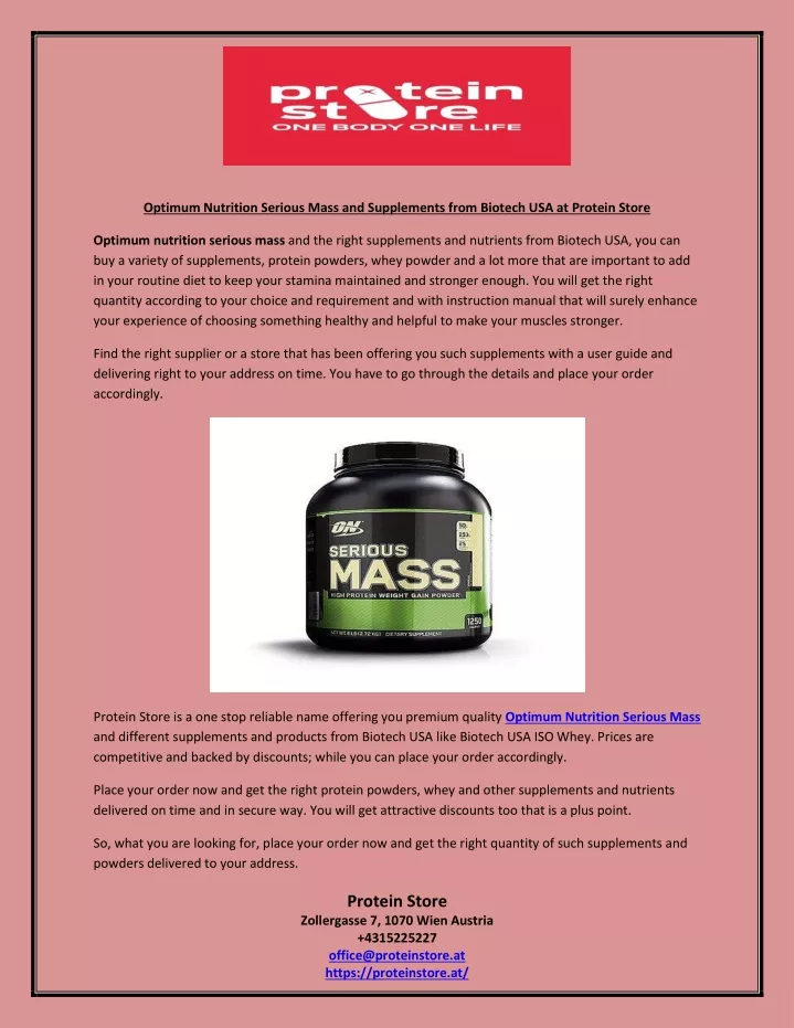 optimum nutrition serious mass and supplements