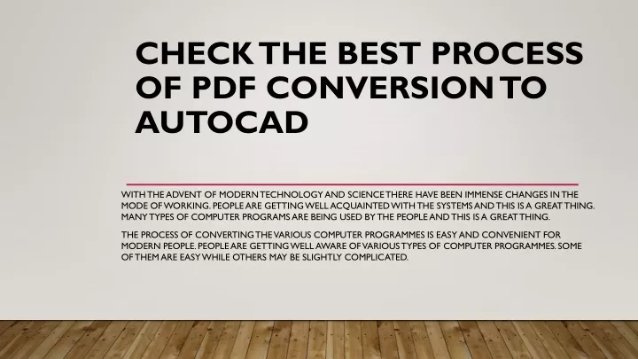 check the best process of pdf conversion to autocad