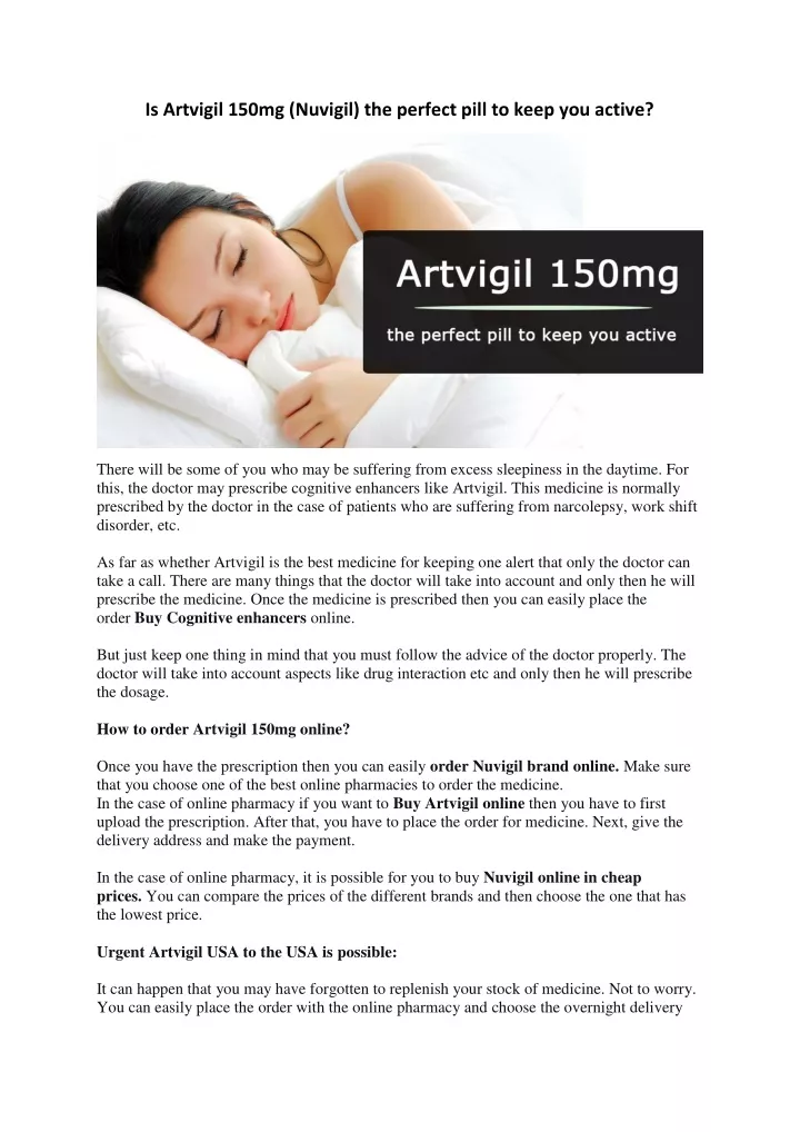 is artvigil 150mg nuvigil the perfect pill
