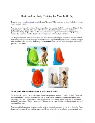 Best Guide on Potty Training for Your Little Boy