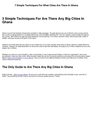 What Cities Are There In Ghana - The Facts