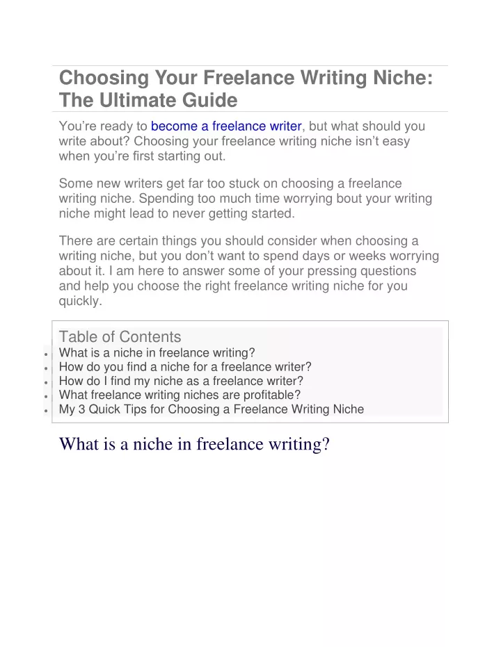 choosing your freelance writing niche