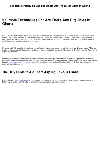Getting The How Many Big Cities In Ghana To Work