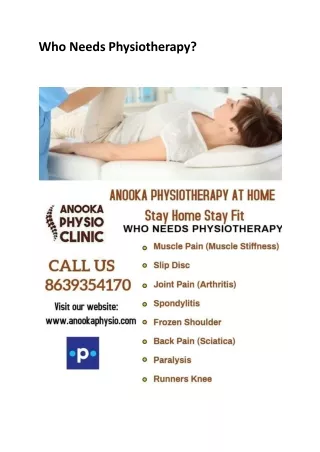 Anooka Physio Clinic | Who needs Physiotherapy
