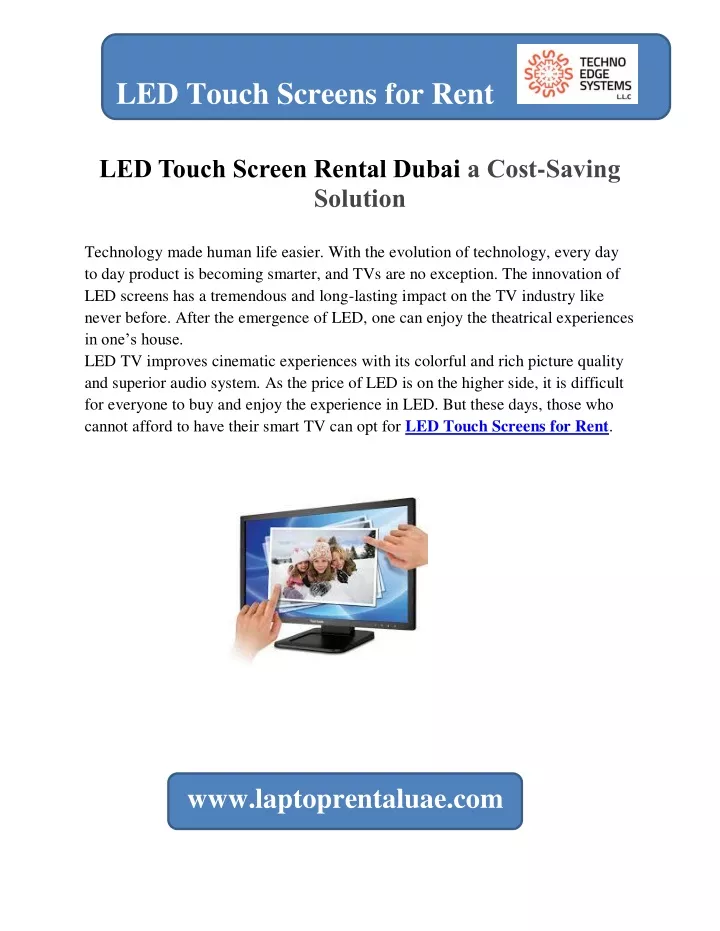led touch screens for rent