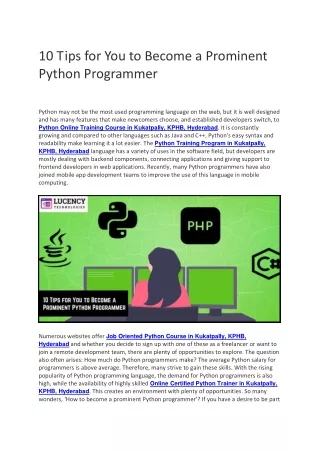 10 Tips for You to Become a Prominent Python Programmer