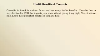 Health Benefits of Cannabis