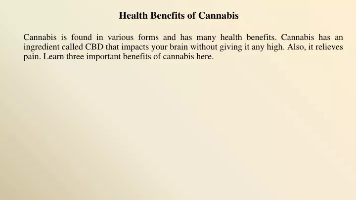 health benefits of cannabis