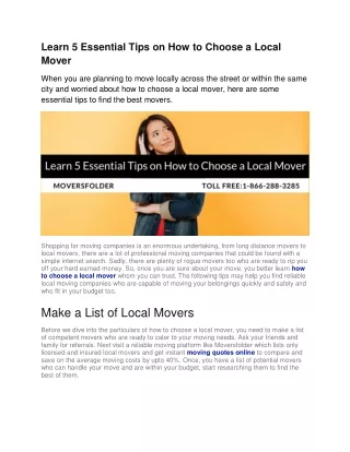 learn 5 essential tips on how to choose a local