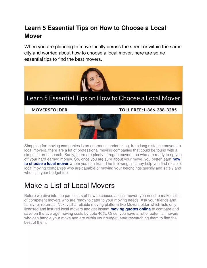 learn 5 essential tips on how to choose a local
