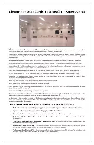cleanroom standards you need to know about