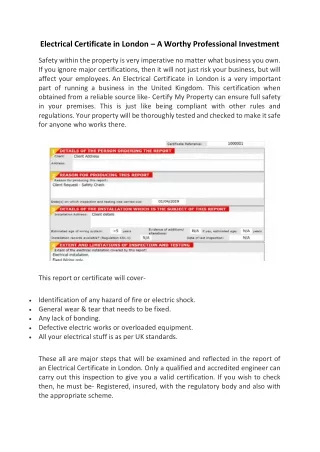 Electrical Certificate in London – A Worthy Professional Investment