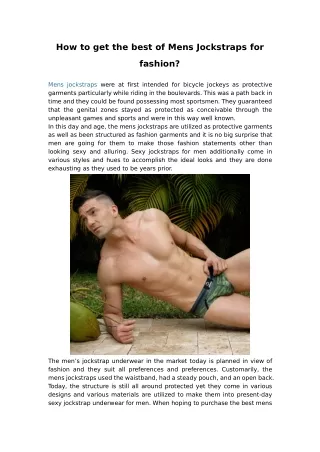 how to get the best of mens jockstraps for