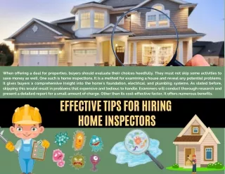 Effective Tips for Hiring Home Inspectors