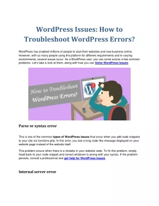 WordPress Issues: How to Troubleshoot WordPress Errors?