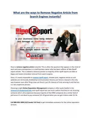 what are the ways to remove negative article from