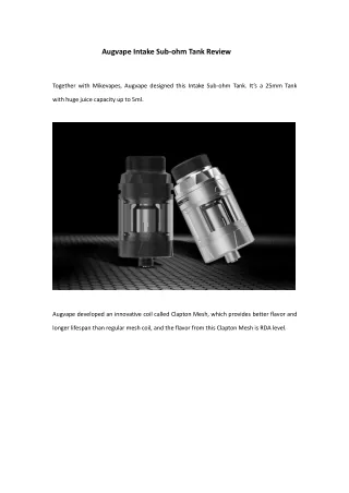 augvape intake sub ohm tank review