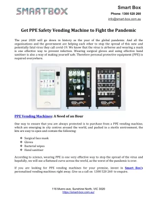 Get PPE Safety Vending Machine to Fight the Pandemic