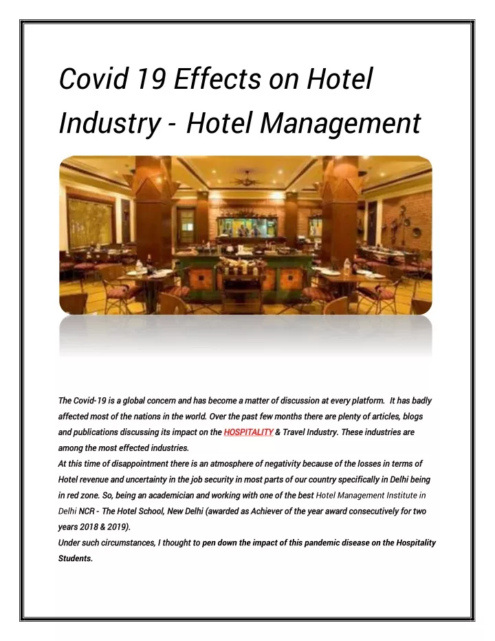 covid 19 effects on hotel industry hotel