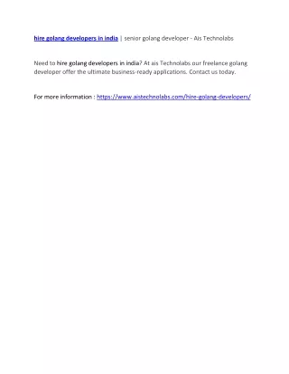 hire golang developers in india senior golang