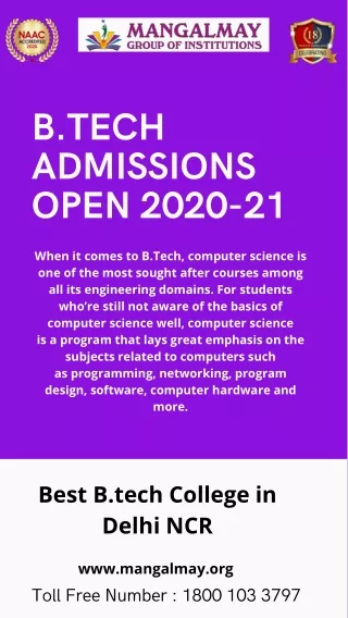 B.tech Admissions Open 2020-21