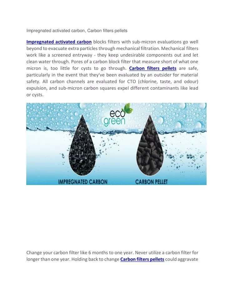 impregnated activated carbon carbon filters