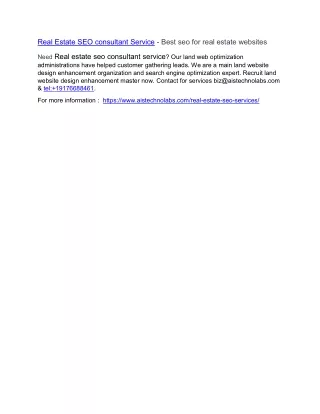 real estate seo consultant service best