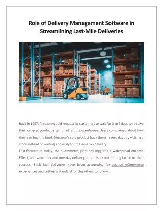 role of delivery management software