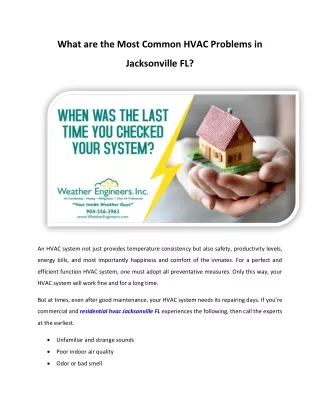 What are the Most Common HVAC Problems in Jacksonville FL?