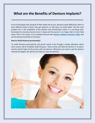 What are the Benefits of Denture Implants?