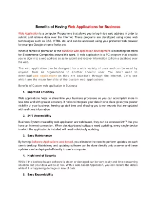 benefits of having web applications for business