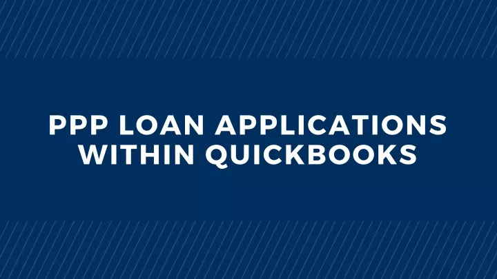 ppp l oan applications within quickbooks