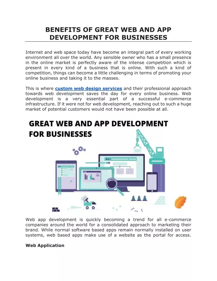 benefits of great web and app development