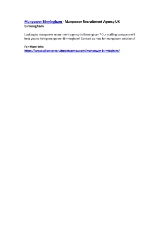 manpower birmingham manpower recruitment agency