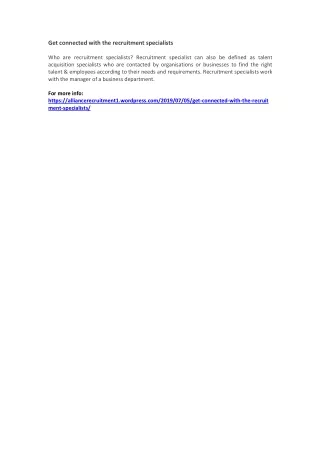 get connected with the recruitment specialists