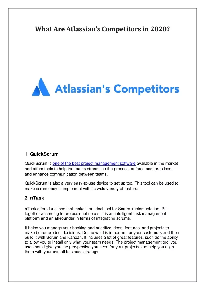what are atlassian s competitors in 2020