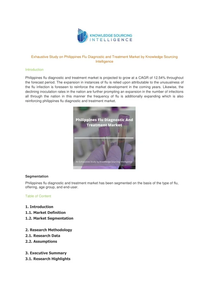 PPT Exhaustive Study on Philippines Flu Diagnostic and Treatment
