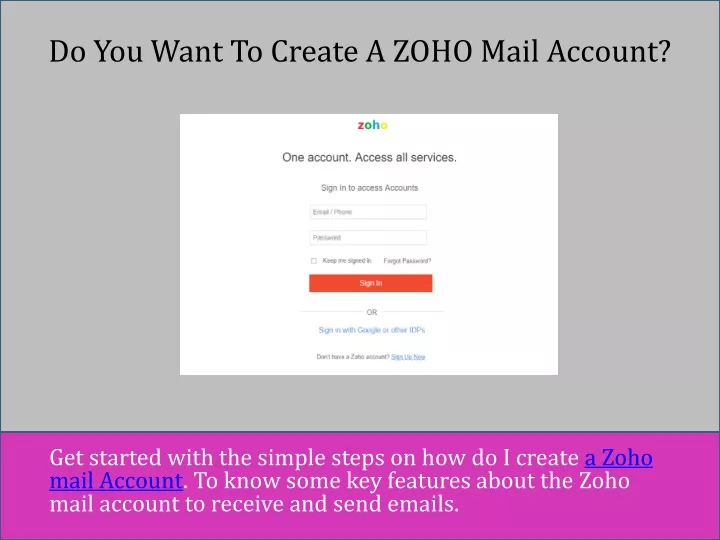 do you want to create a zoho mail account